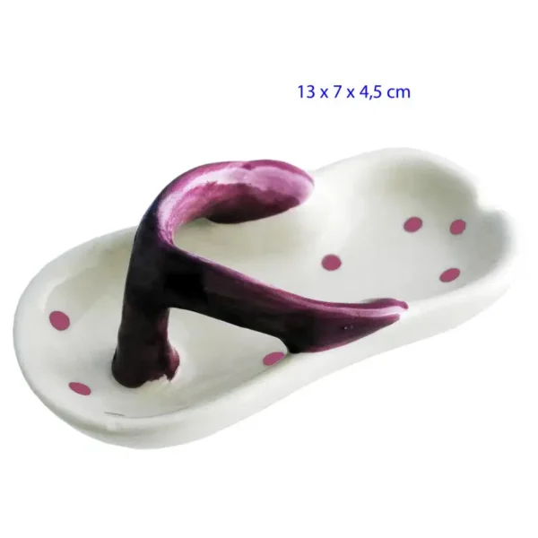 Cenicero de mesa "chancla" blanca y morada